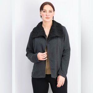 Market & Spruce Lorna Sherpa Detail Moto Jacket Gray Size Medium